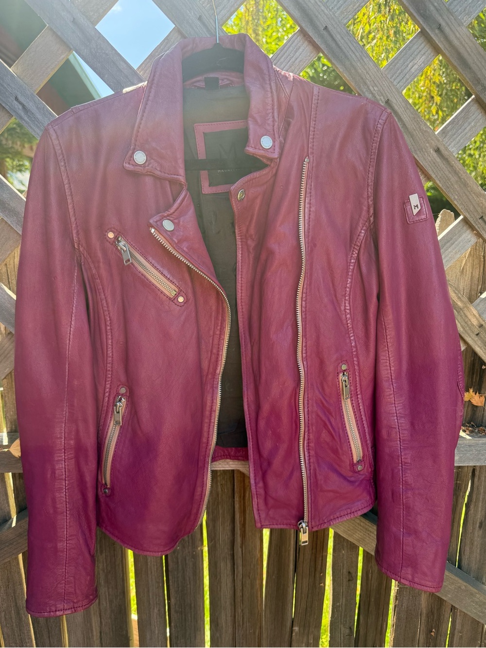 Mauritius Sofia 4 RF Berry Lamb Leather Moto Jacket